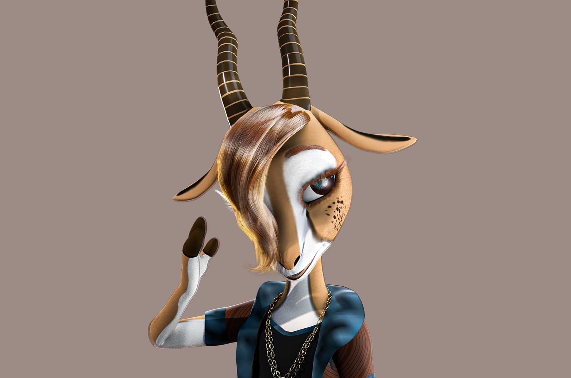 Cartoon Deer Rigged 3D model_7