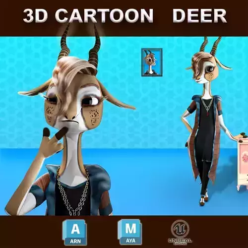 Cartoon Deer Rigged 3D model