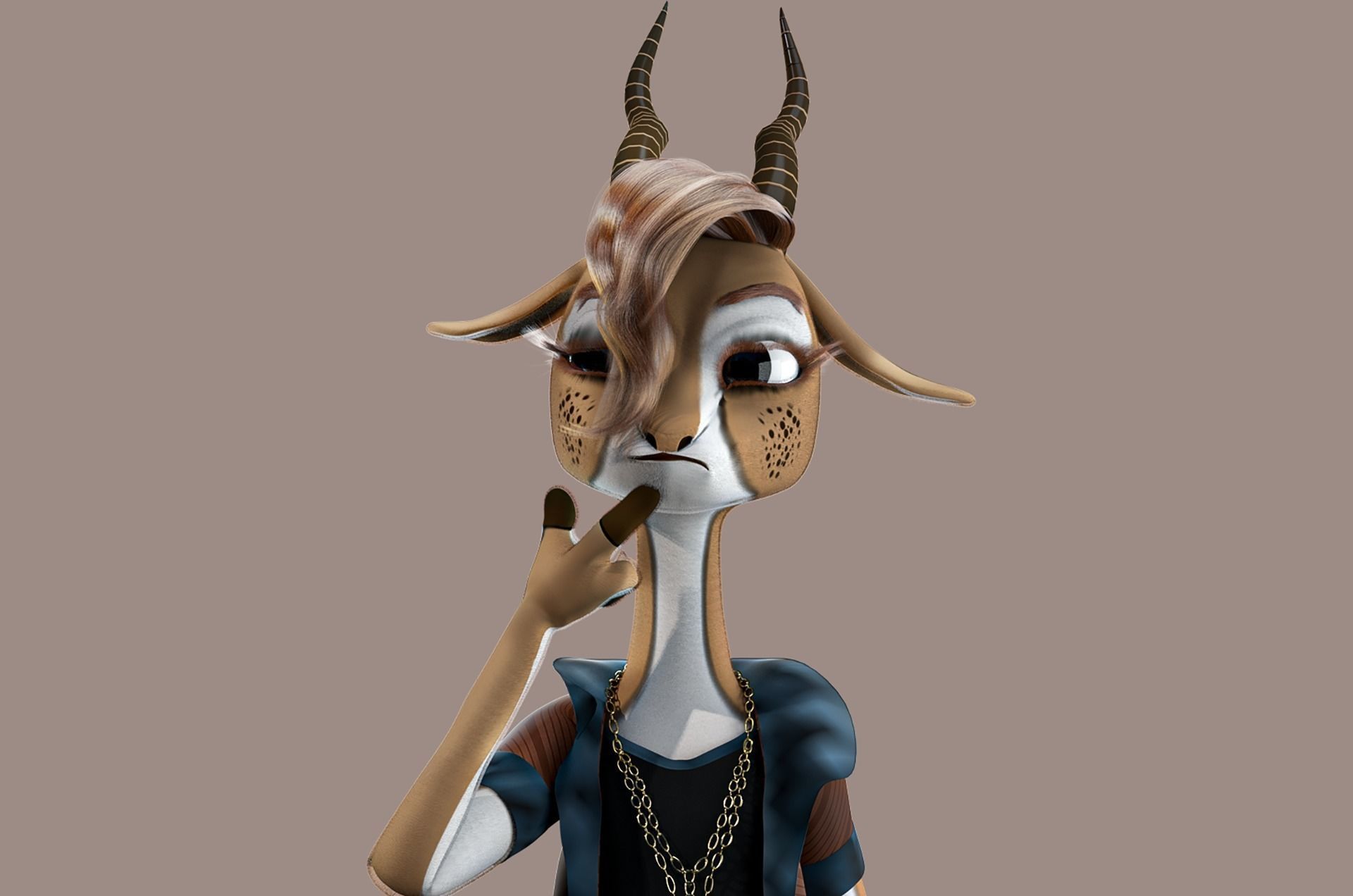 Cartoon Deer Rigged 3D model_8