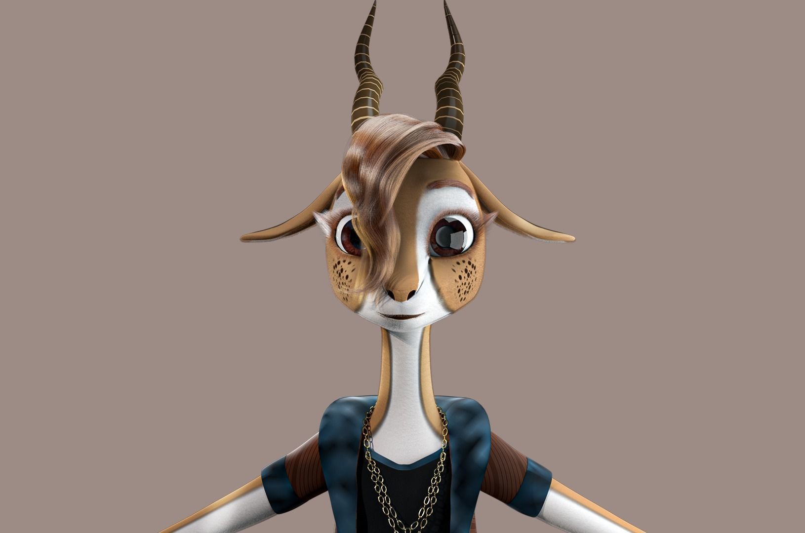 Cartoon Deer Rigged 3D model_17