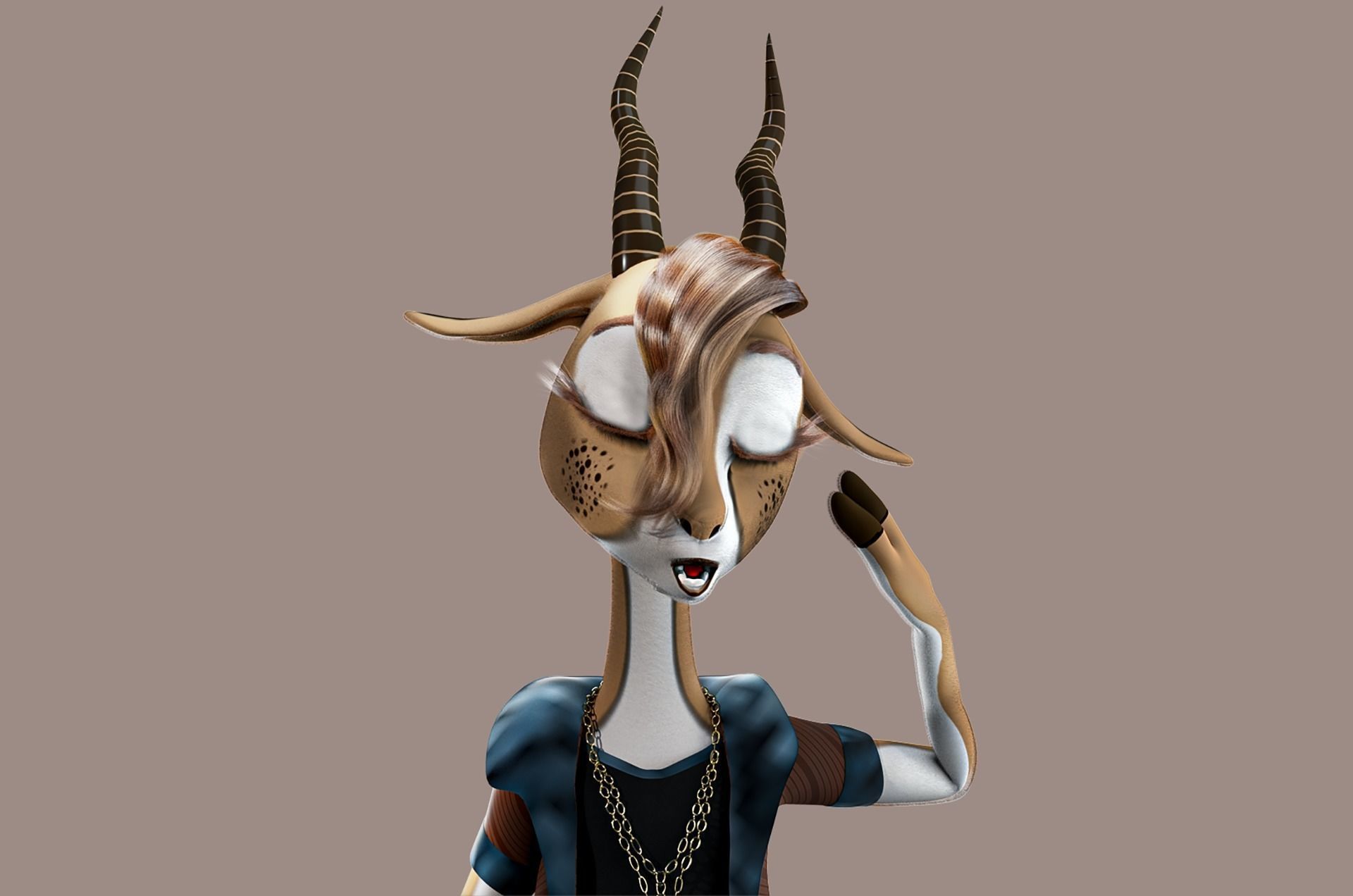 Cartoon Deer Rigged 3D model_9