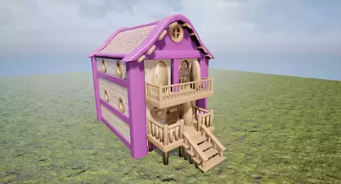 Medieval Fantasy Town Building with Interior Game Ready Low-poly 3D model