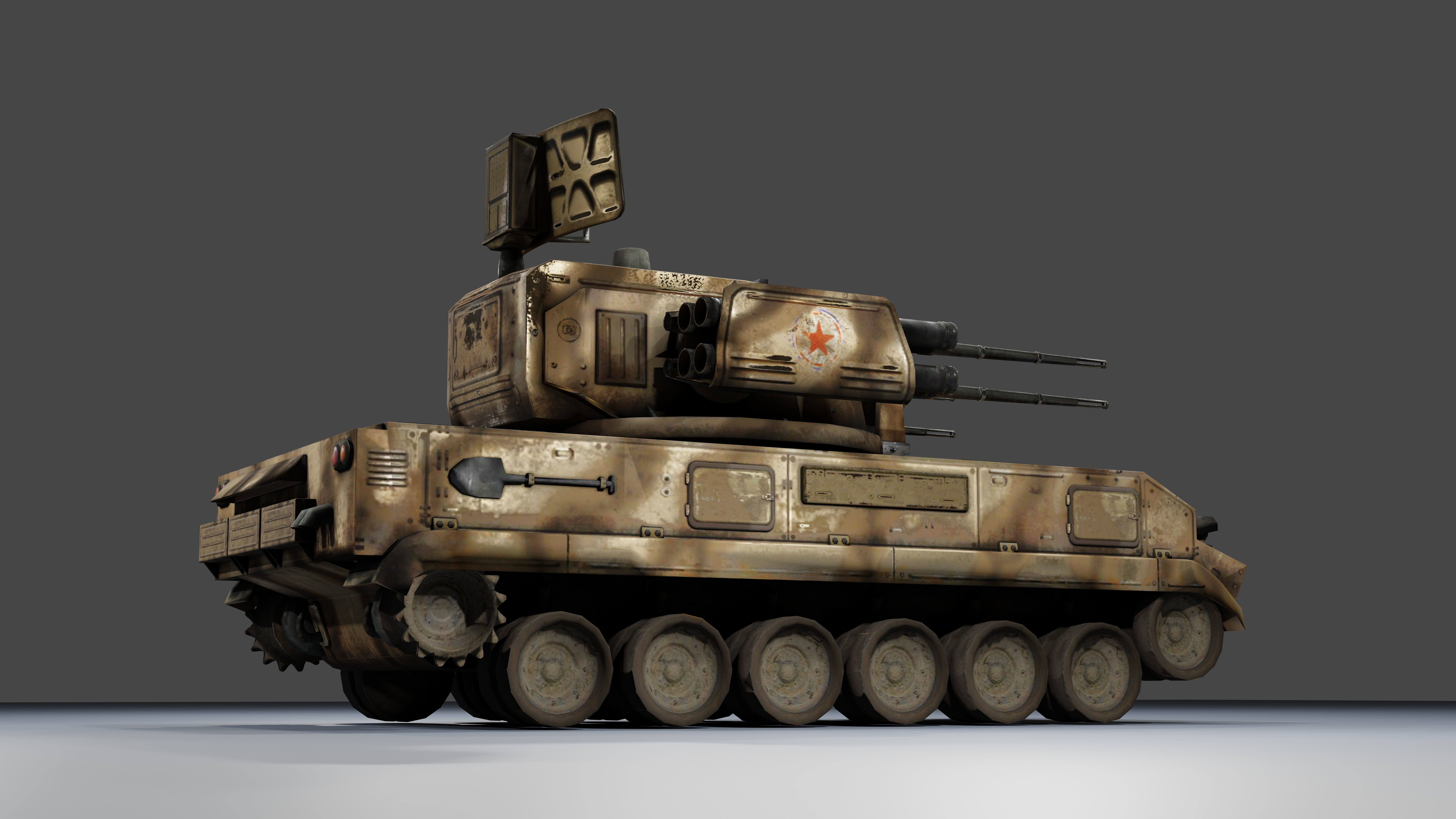 Military tank Low-poly 3D model_5