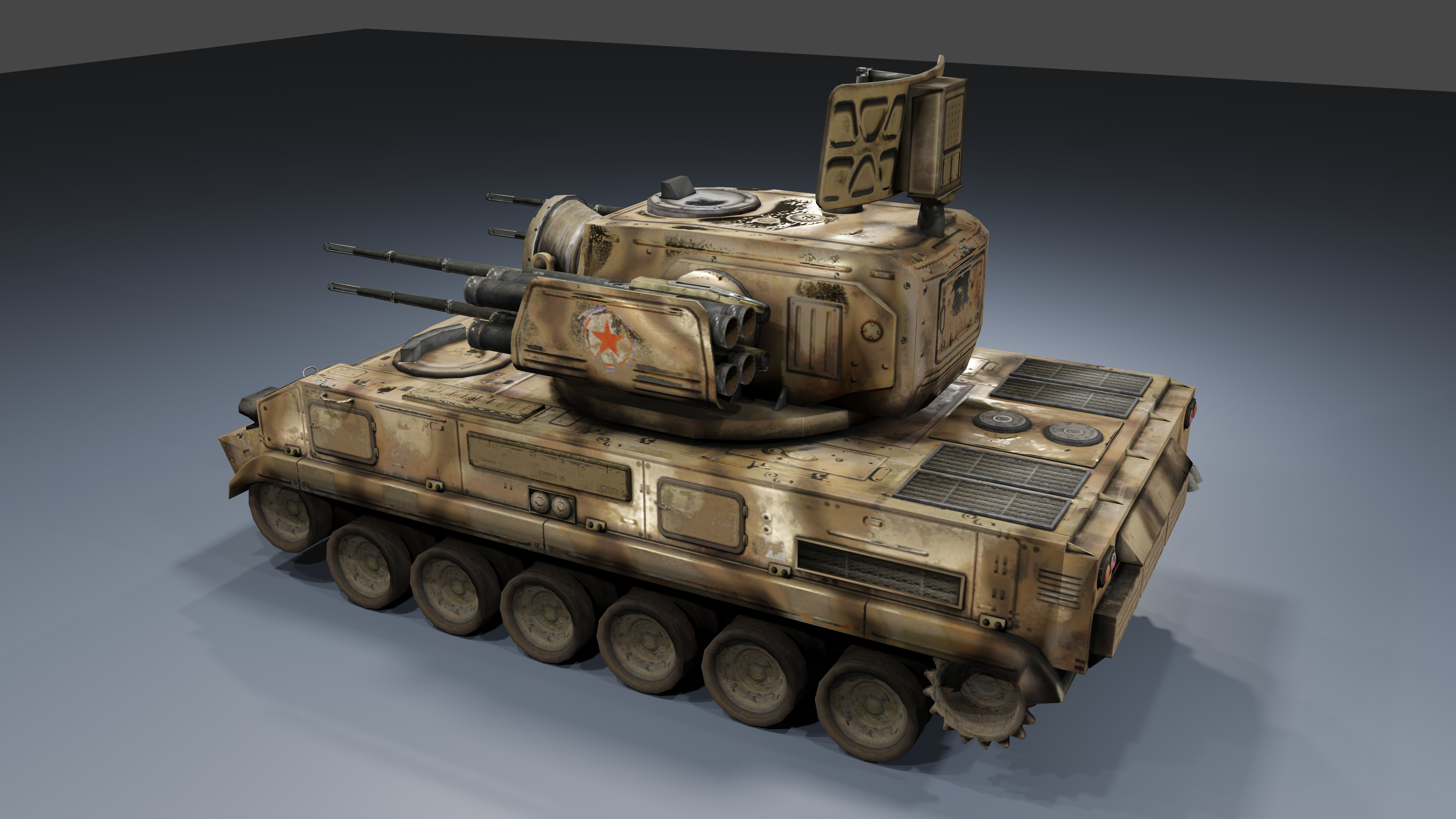 Military tank Low-poly 3D model_4