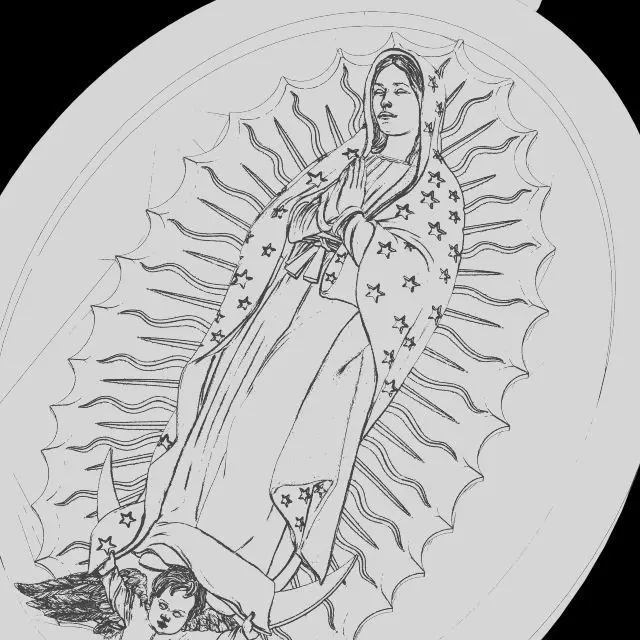 Medal virgen jewelry Maria saint lady guadalupe 3D print model