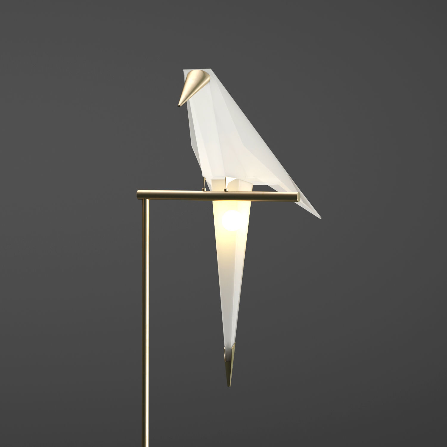 Origami bird floor lamp Low-poly 3D model_1