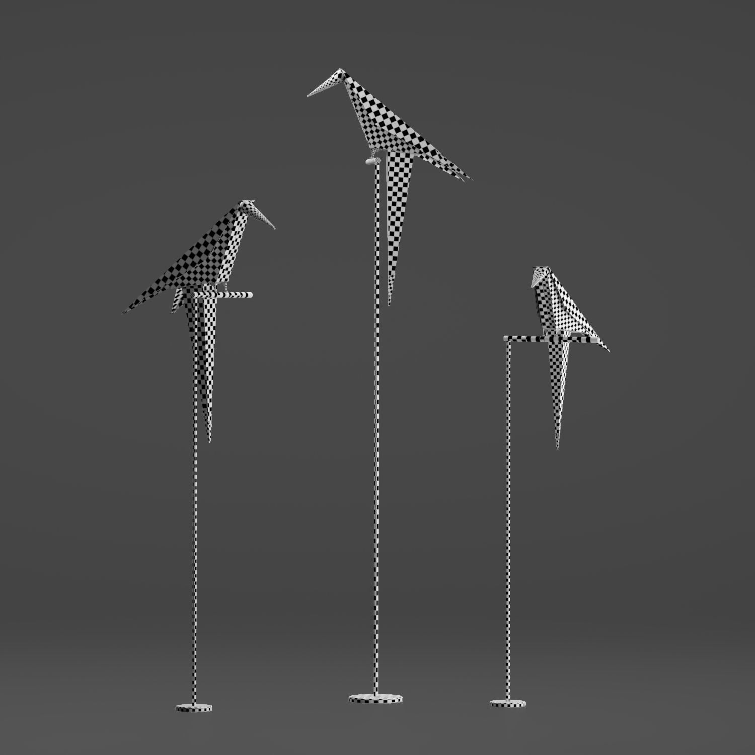 Origami bird floor lamp Low-poly 3D model_3