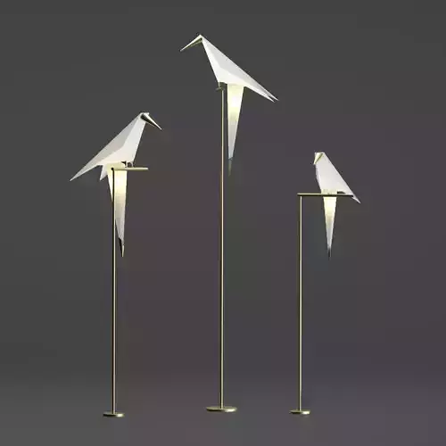 Origami bird floor lamp Low-poly 3D model