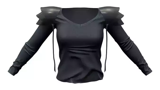Armour Shoulder Pads Long Sleeve Stretch Fashion Sweater Top