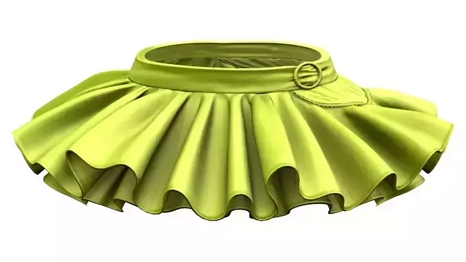 Green Flared Out Ruffled Layered Mini Female Skirt