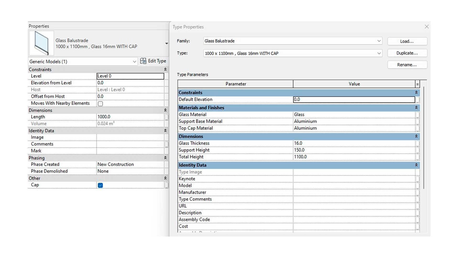 Glass Balustrade Generic Model Revit Family 3D model_3