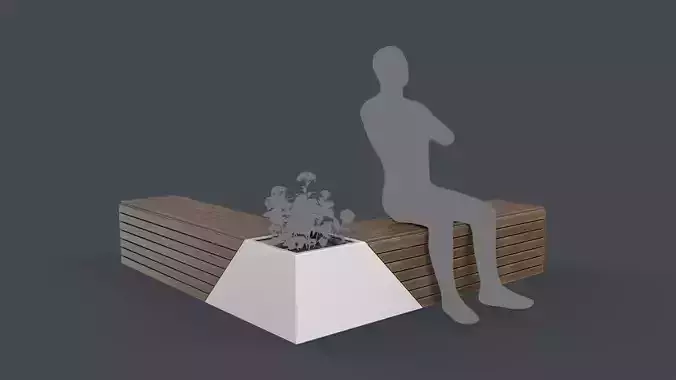 Modern Outdoor Bench 118 PBR Game Ready Low-poly 3D model