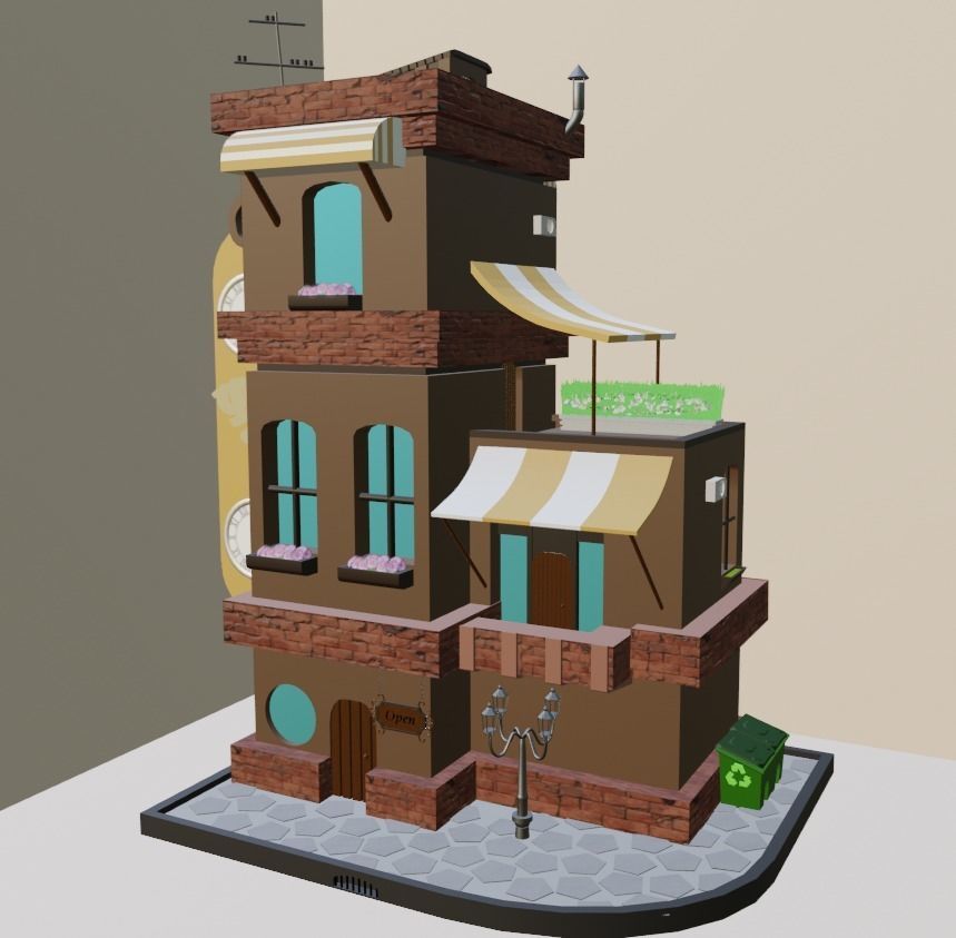 Clock shop Low-poly 3D model_3