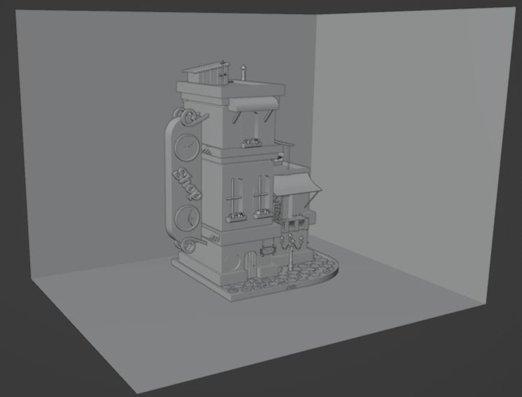 Clock shop Low-poly 3D model_5