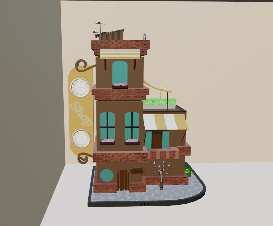 Clock shop Low-poly 3D model_2