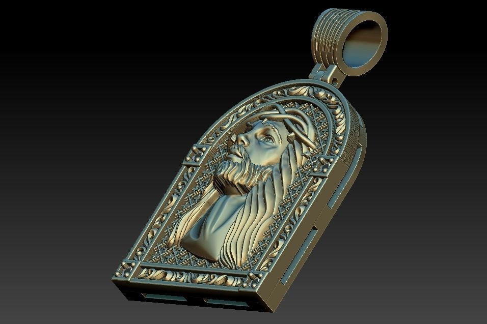 Jesus Face Medal 3D print model_15