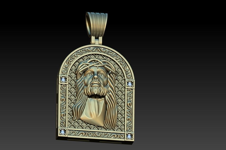 Jesus Face Medal 3D print model_10