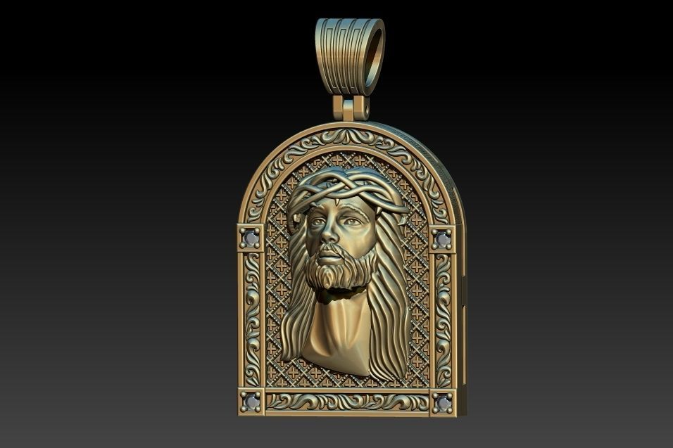 Jesus Face Medal 3D print model_1