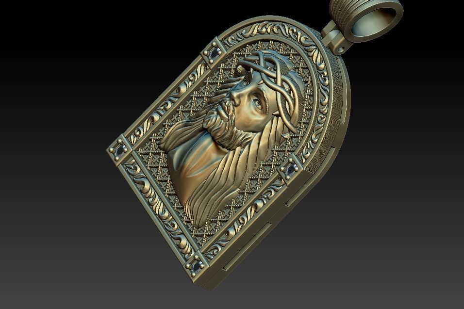 Jesus Face Medal 3D print model_17