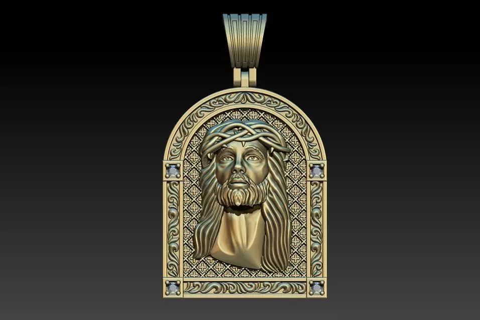 Jesus Face Medal 3D print model_0