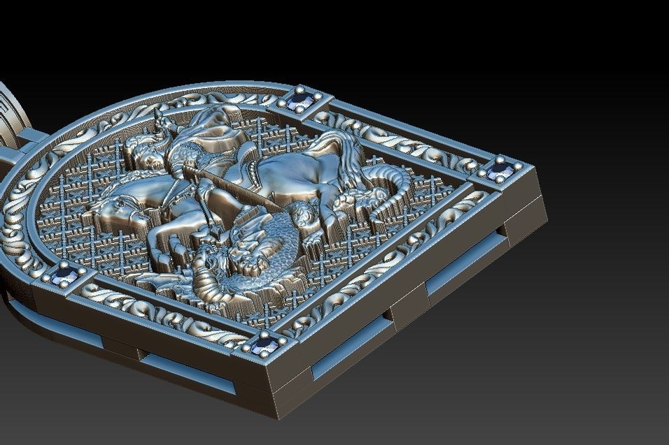 Saint George Sao Jorge Medal 3D print model_16