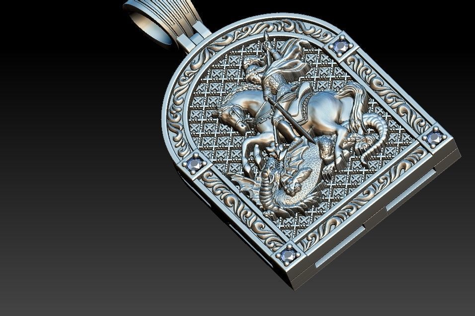 Saint George Sao Jorge Medal 3D print model_19