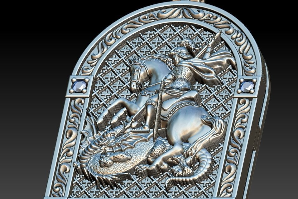 Saint George Sao Jorge Medal 3D print model_5