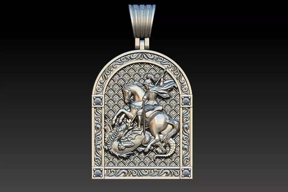 Saint George Sao Jorge Medal 3D print model_0