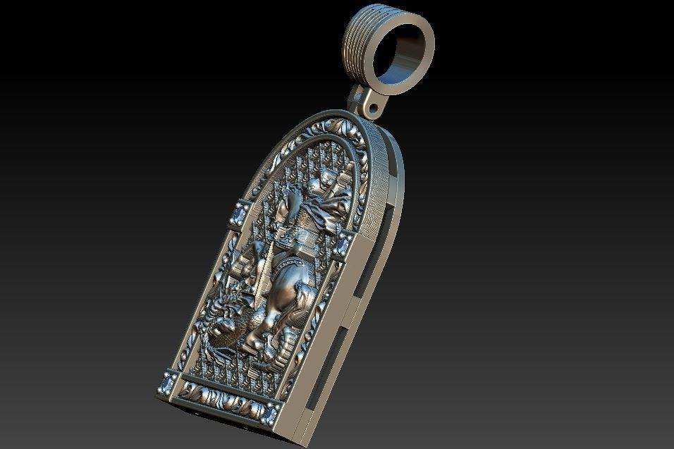 Saint George Sao Jorge Medal 3D print model_11