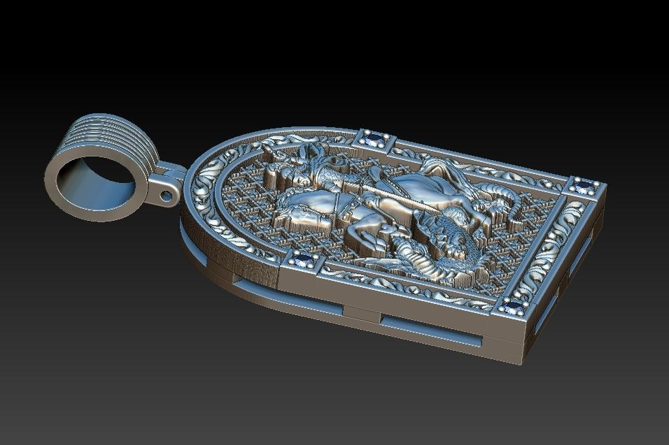 Saint George Sao Jorge Medal 3D print model_17