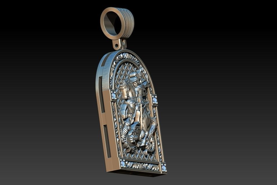 Saint George Sao Jorge Medal 3D print model_3