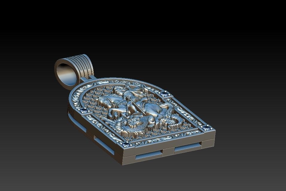 Saint George Sao Jorge Medal 3D print model_14