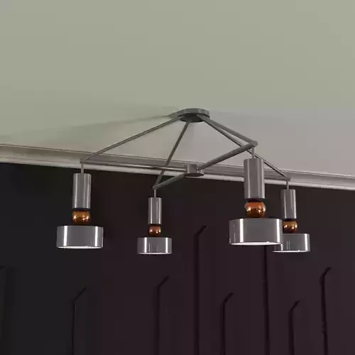 4 Head Grey Gloss Ceiling Lamp with Bronze Sphere Details