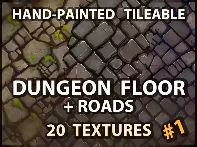 Dungeon Floor and Stone Road -20 TEXTURES -Handpainted PACK 1---