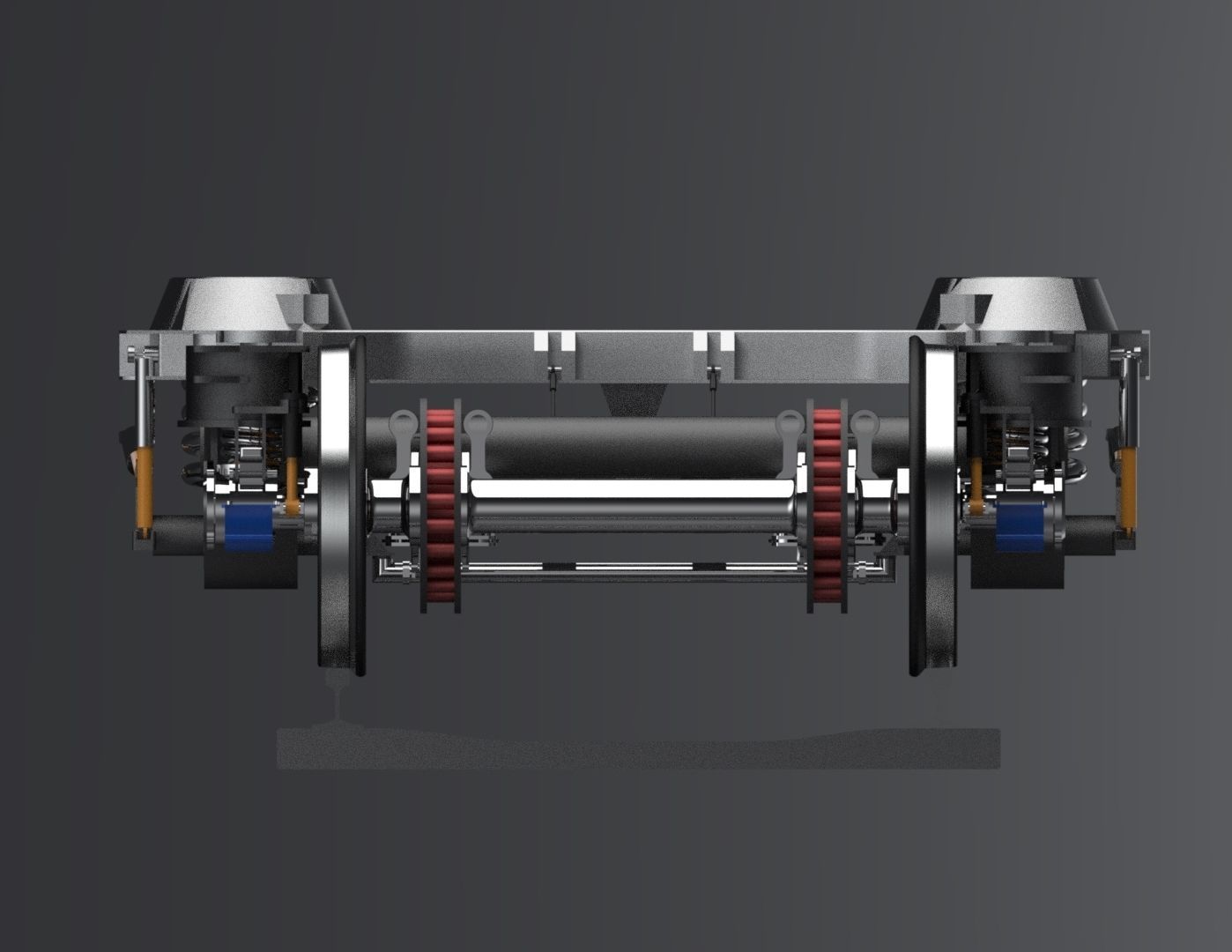 Train 2 axes bogie and suspension system 3D model_6