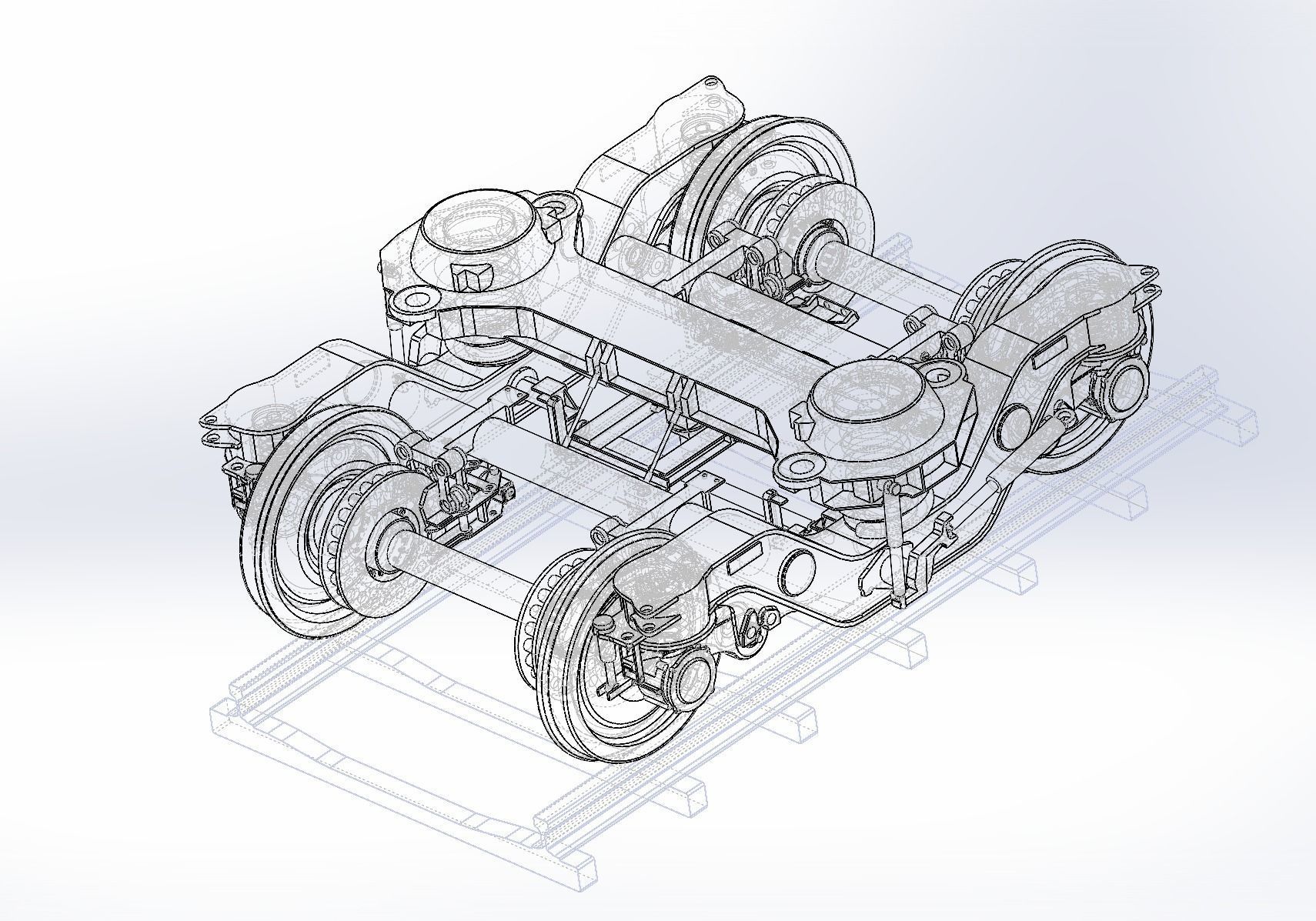 Train 2 axes bogie and suspension system 3D model_10