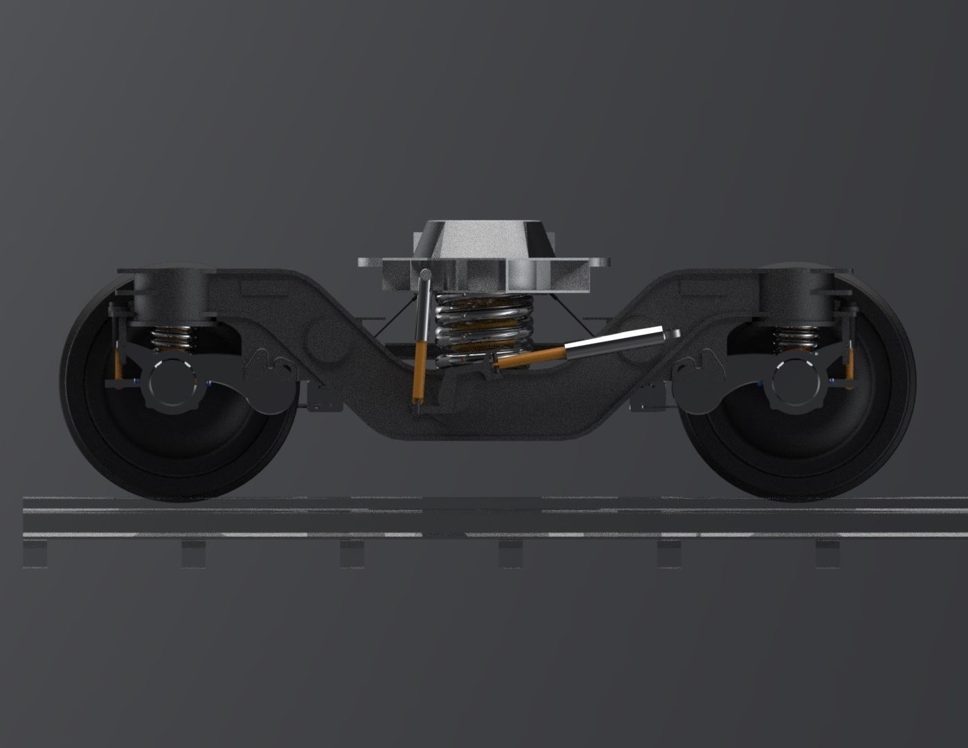 Train 2 axes bogie and suspension system 3D model_7