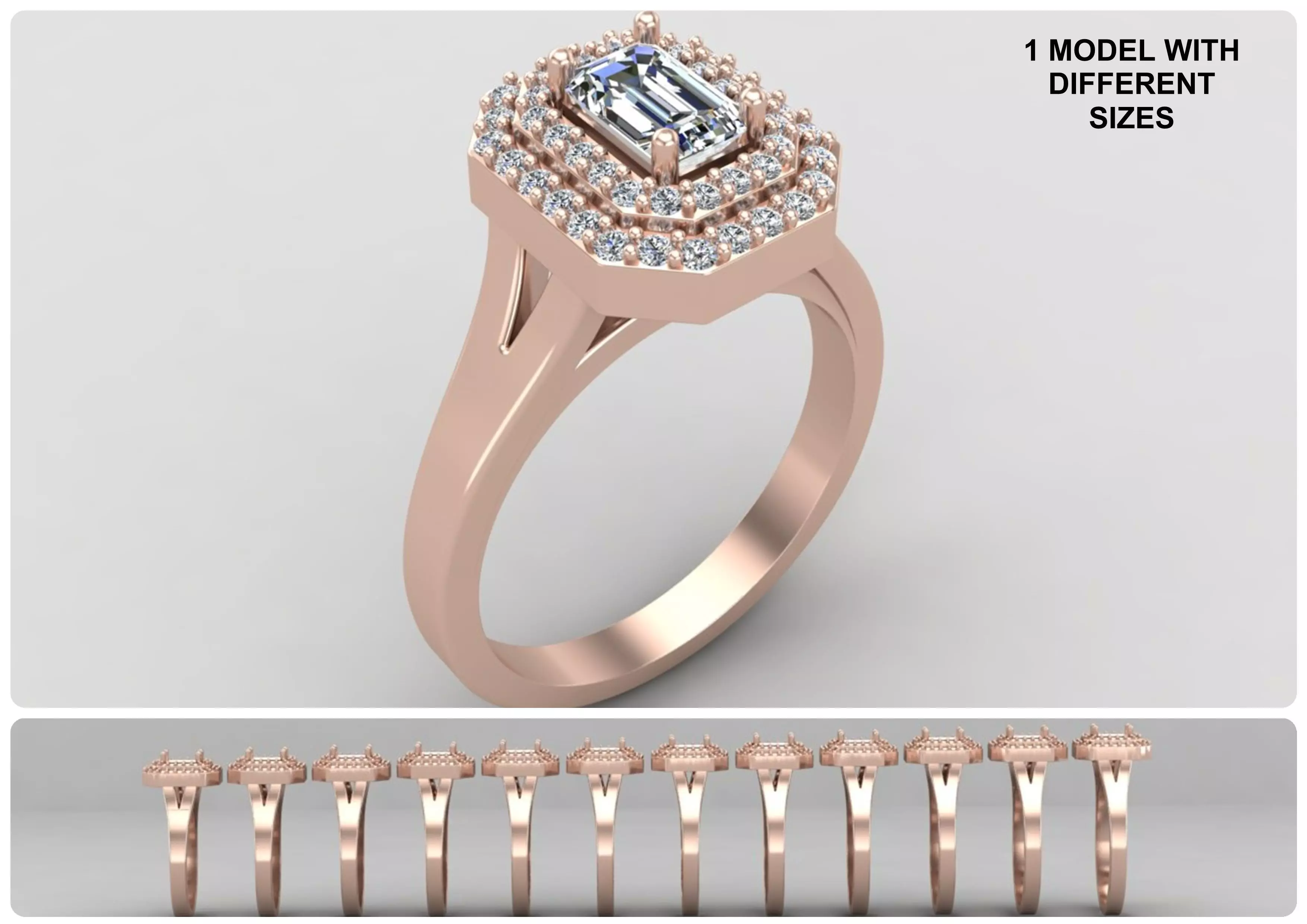 Pack of Emerald rings 43-MWC 3D print model_0