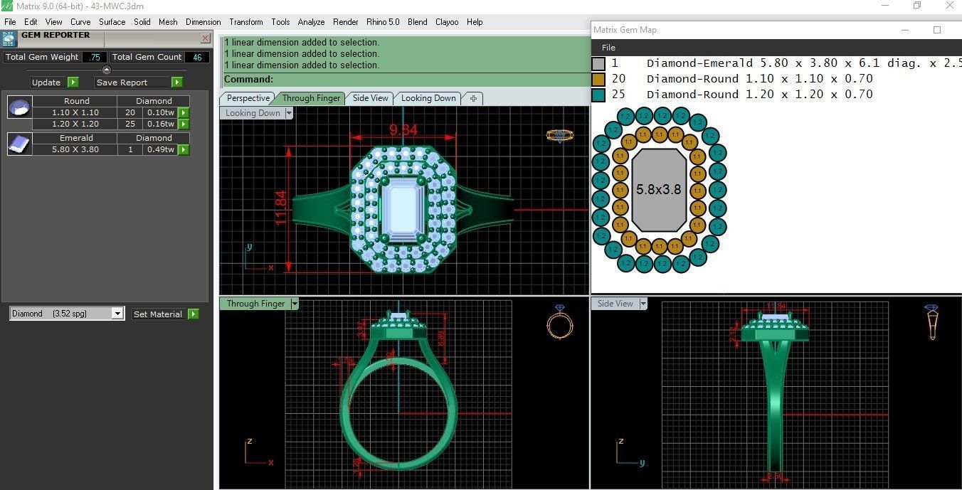 Pack of Emerald rings 43-MWC 3D print model_3