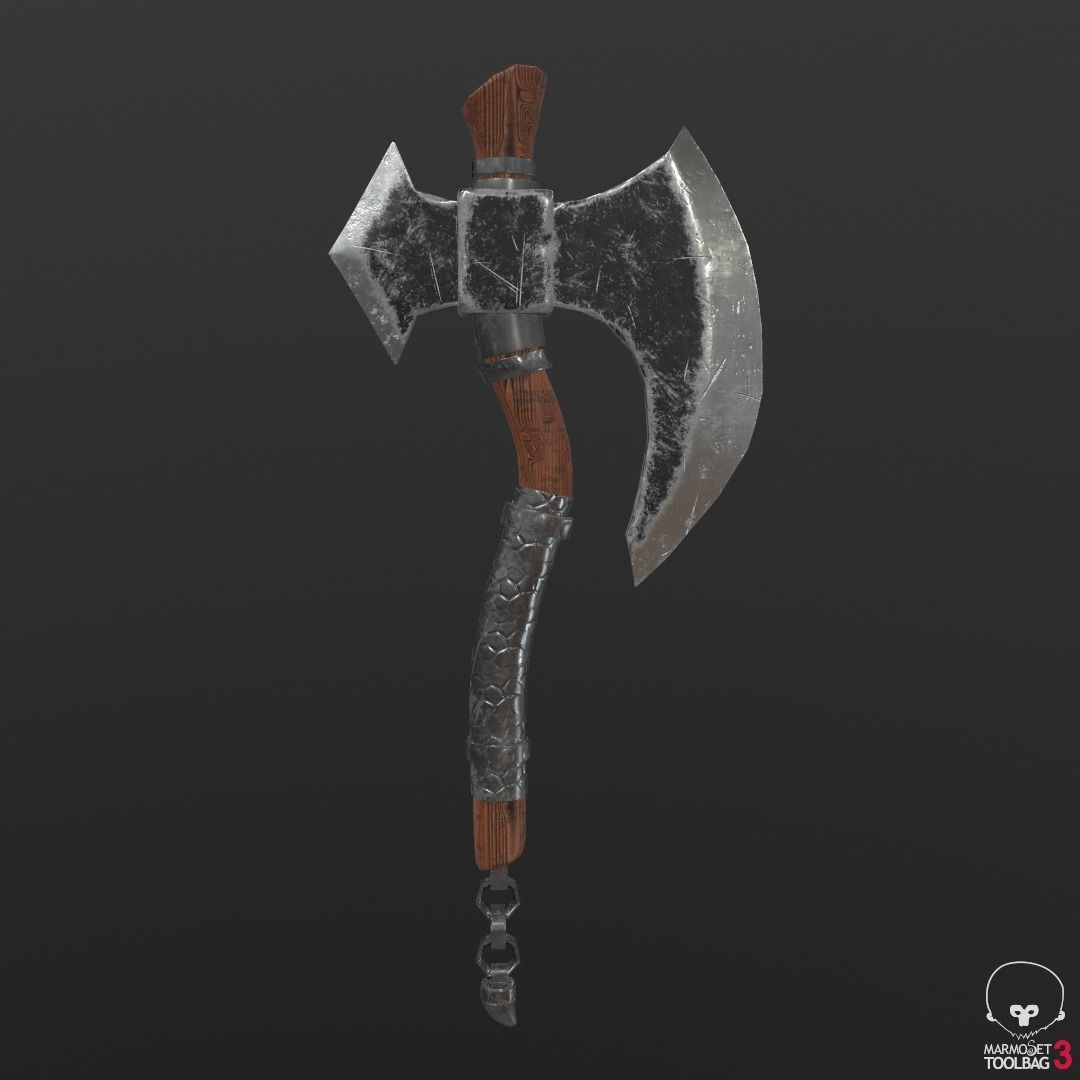 axe low poly two axes Low-poly 3D model_5