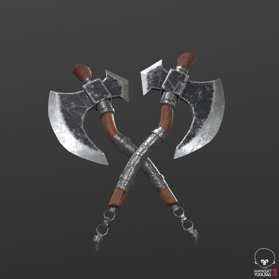 axe low poly two axes Low-poly 3D model_9