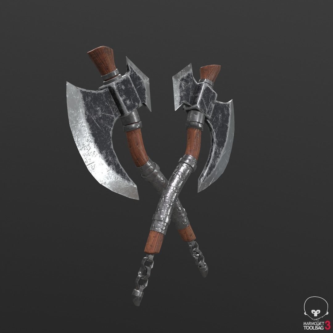 axe low poly two axes Low-poly 3D model_8