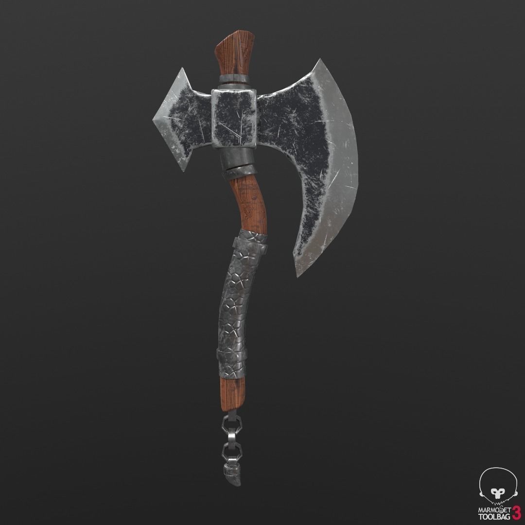 axe low poly two axes Low-poly 3D model_3