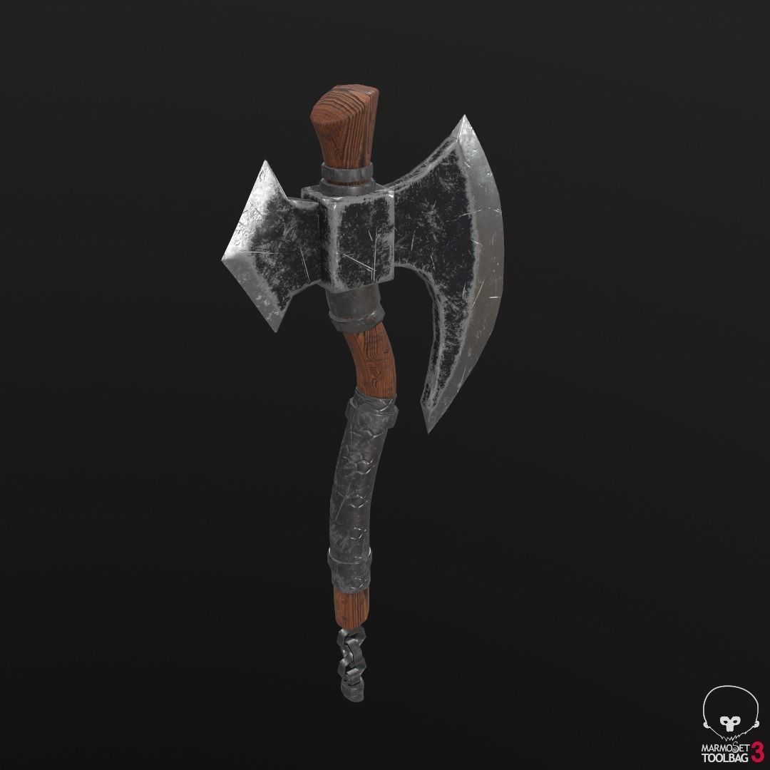 axe low poly two axes Low-poly 3D model_7