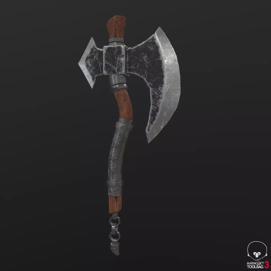 axe low poly two axes Low-poly 3D model_0