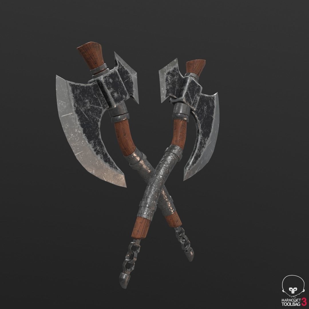 axe low poly two axes Low-poly 3D model_10