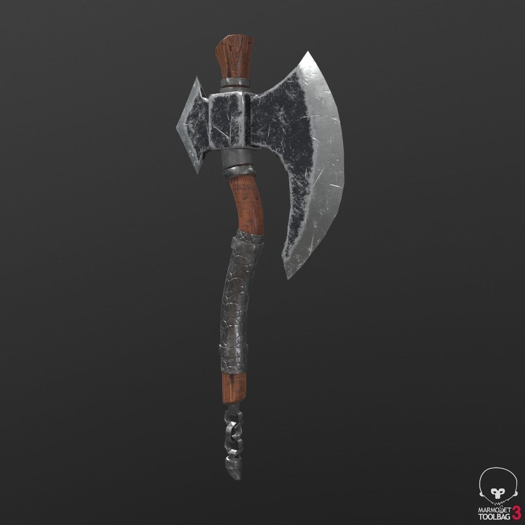 axe low poly two axes Low-poly 3D model_4