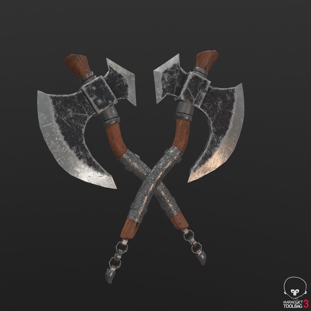 axe low poly two axes Low-poly 3D model_11