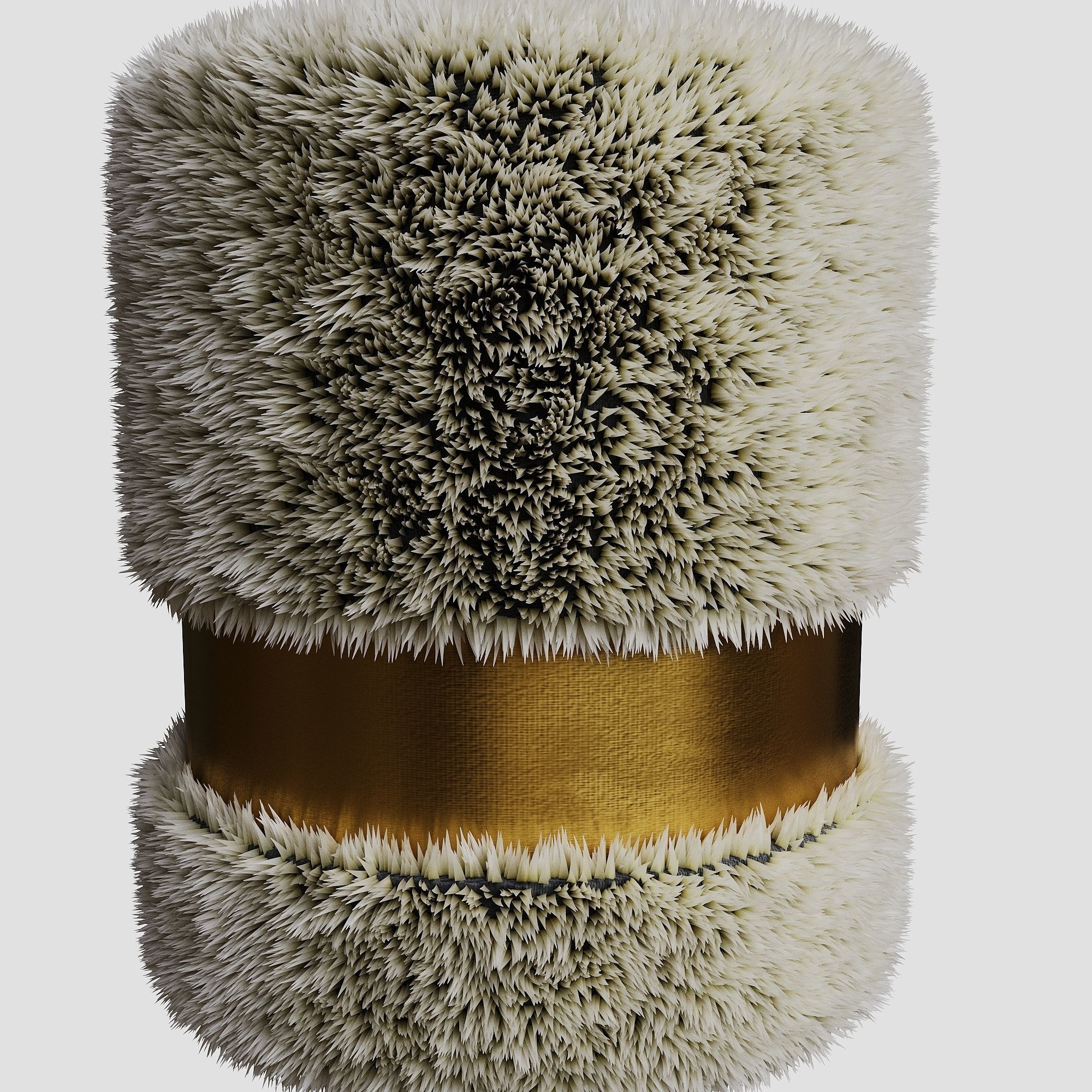 KRESLO fluffy brush with gold band 3D model_1