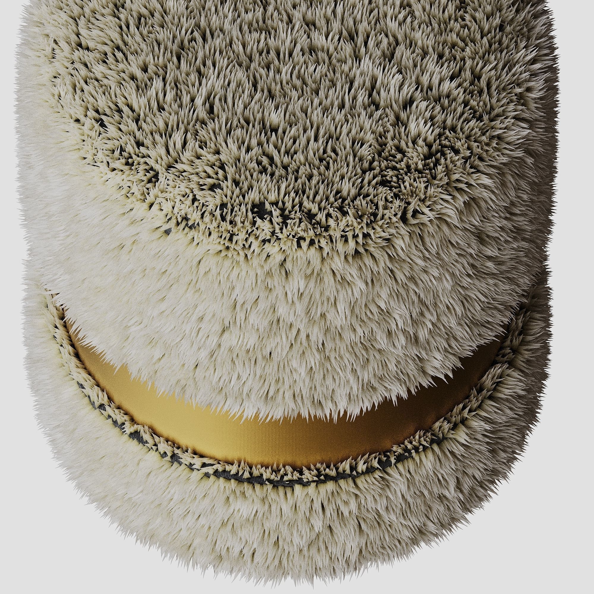 KRESLO fluffy brush with gold band 3D model_2